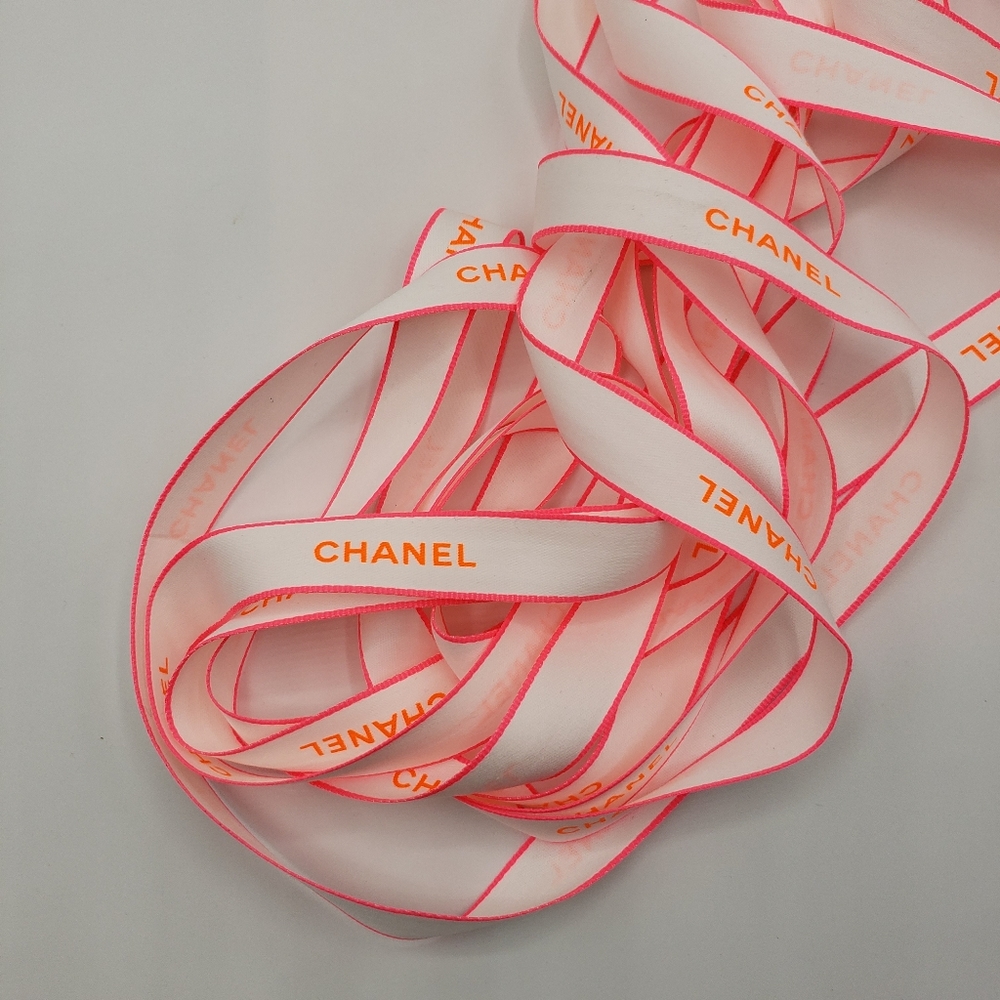 Chanel Logo Neon Pink Orange Ribbon 155"